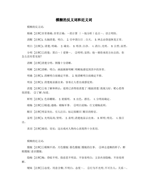 模糊的反义词和近义词