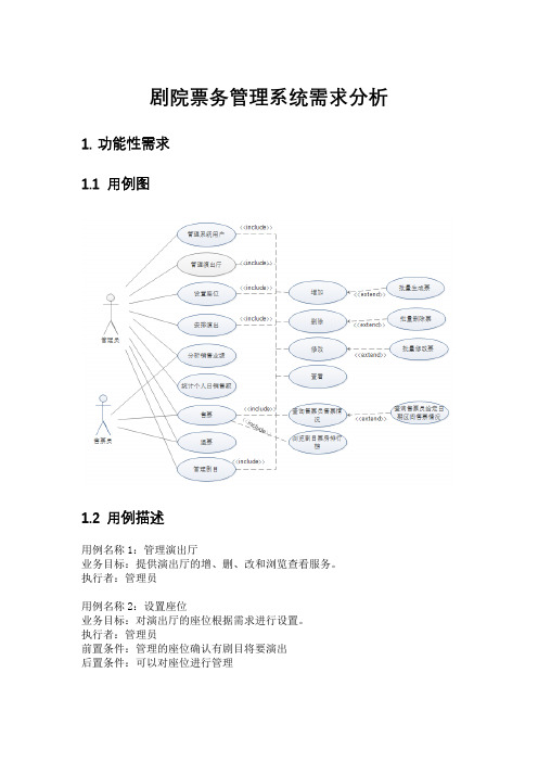 剧院票务管理系统需求分析