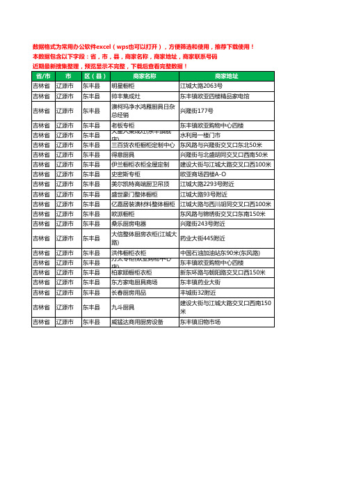 新版吉林省辽源市东丰县橱柜工商企业公司名录名单黄页大全22家