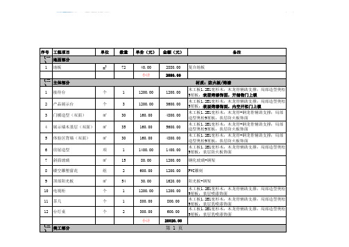 展台制作报价清单