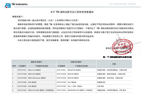 TBi 清枪站型号和订货编号