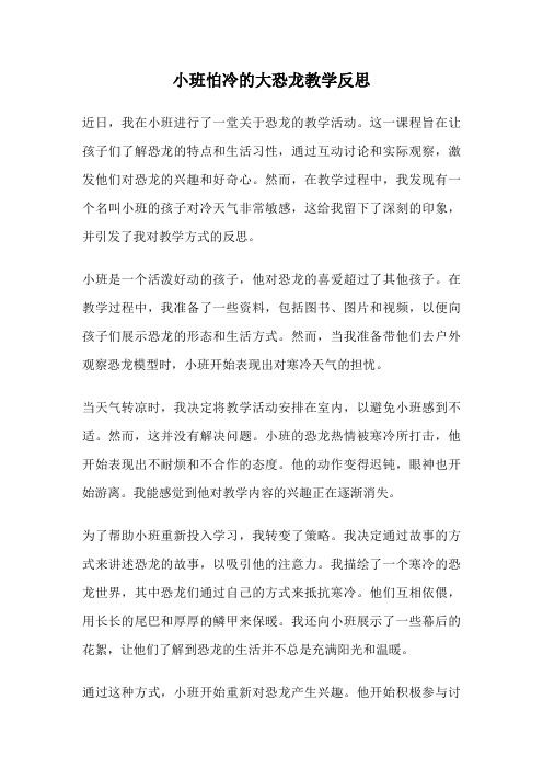 小班怕冷的大恐龙教学反思