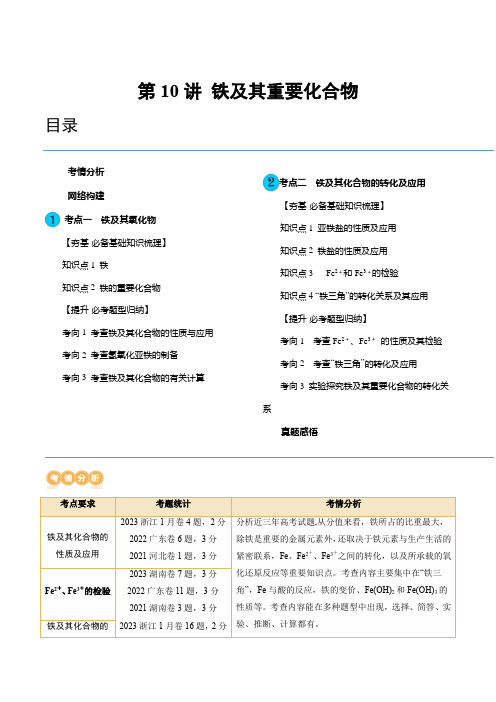 第10讲铁及其重要化合物(讲义)-2025年高考化学一轮复习讲练测(新教材新高考)