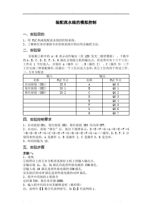 PLC四组抢答器和装配流水线实验报告