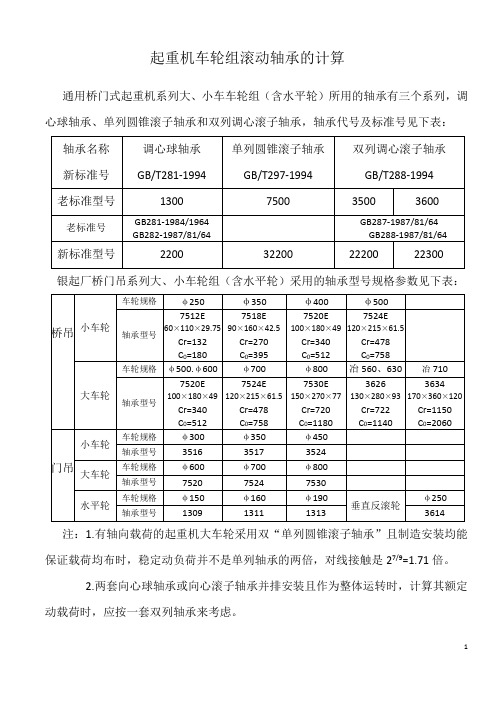 起重机车轮组滚动轴承的计算