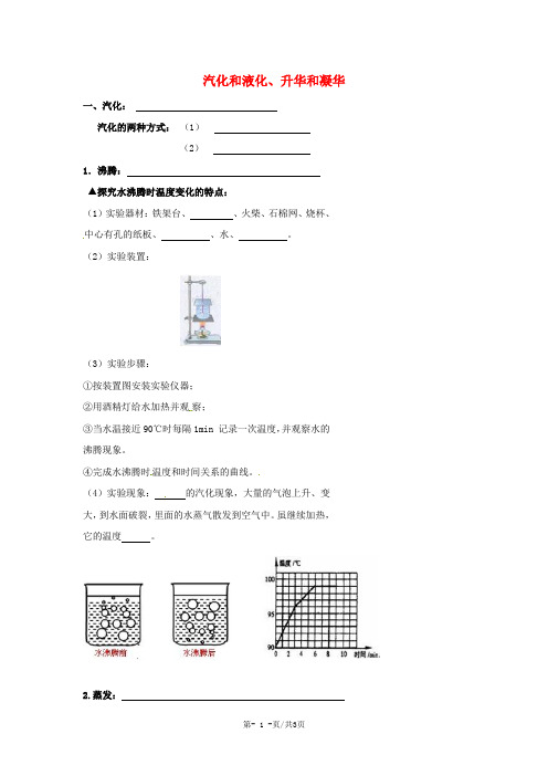 中考物理冲刺复习物态变化专汽化和液化升华和凝华训练