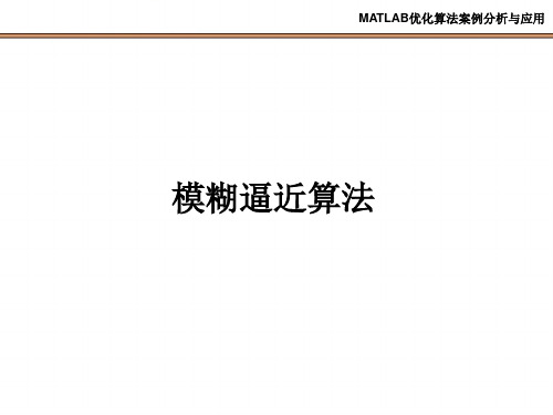 模糊逼近算法教学资源(MATLAB优化算法案例分析与应用课程PPT课件)