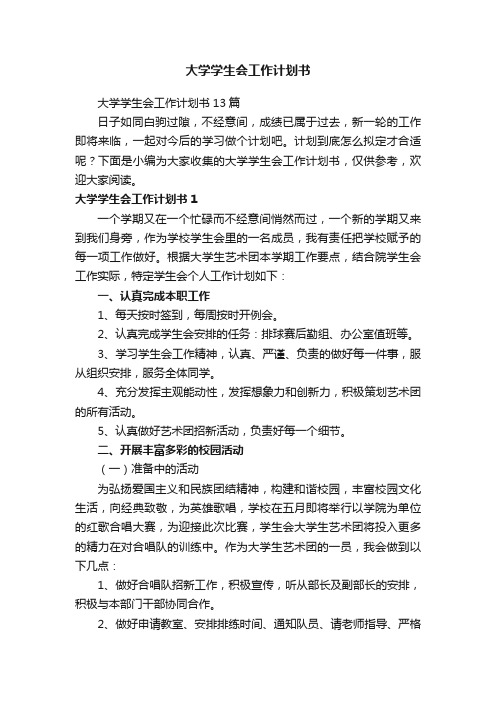 大学学生会工作计划书