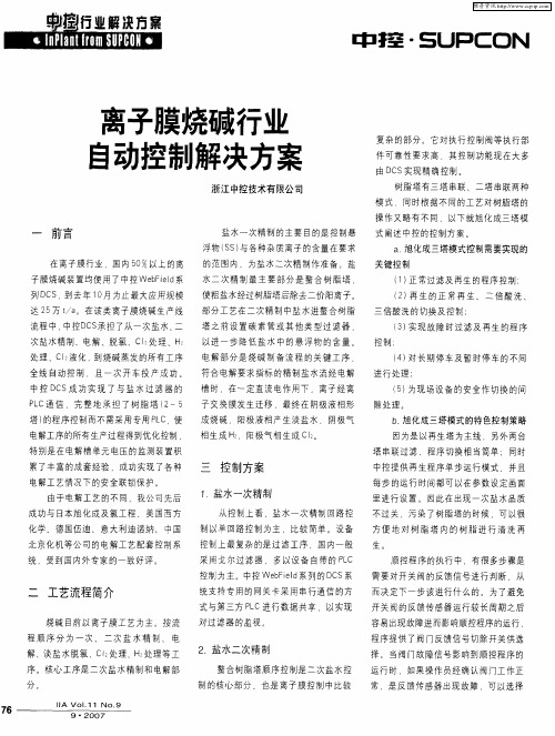 离子膜烧碱行业自动控制解决方案