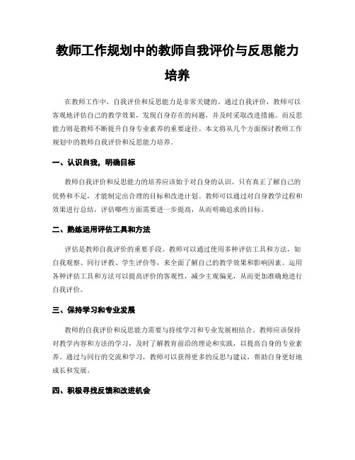 教师工作规划中的教师自我评价与反思能力培养