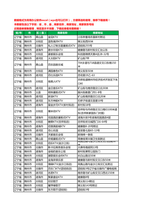 2020新版辽宁省锦州市KTV工商企业公司商家名录名单黄页联系电话号码地址大全193家