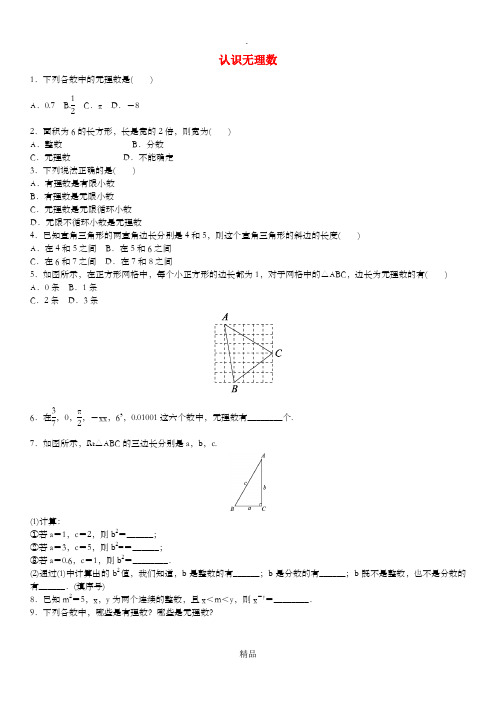 八年级数学上册 2.1 认识无理数课时同步练习北师大版