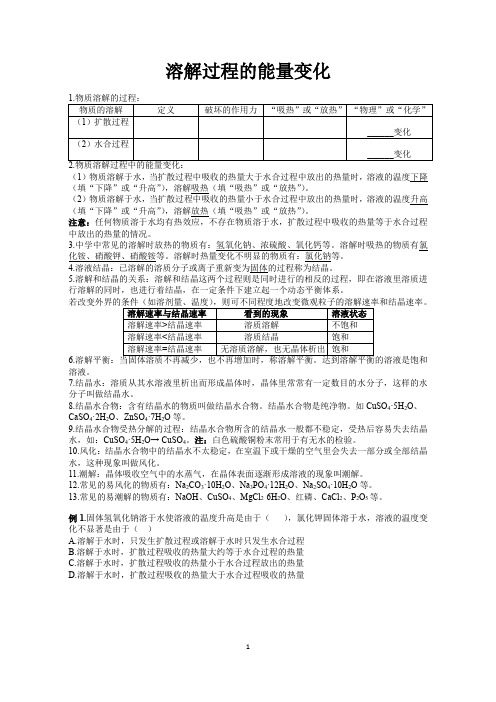 溶解过程的能量变化