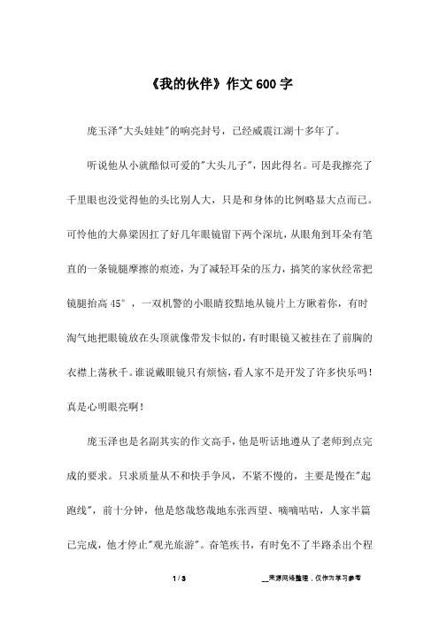 《我的伙伴》作文600字