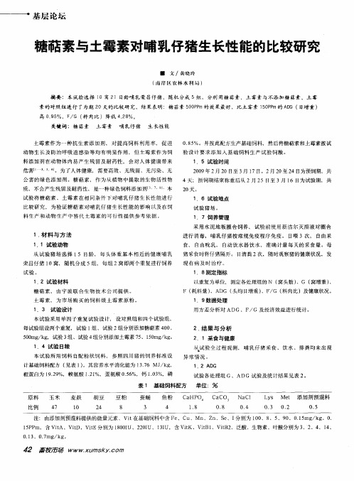 糖萜素与土霉素对哺乳仔猪生长性能的比较研究