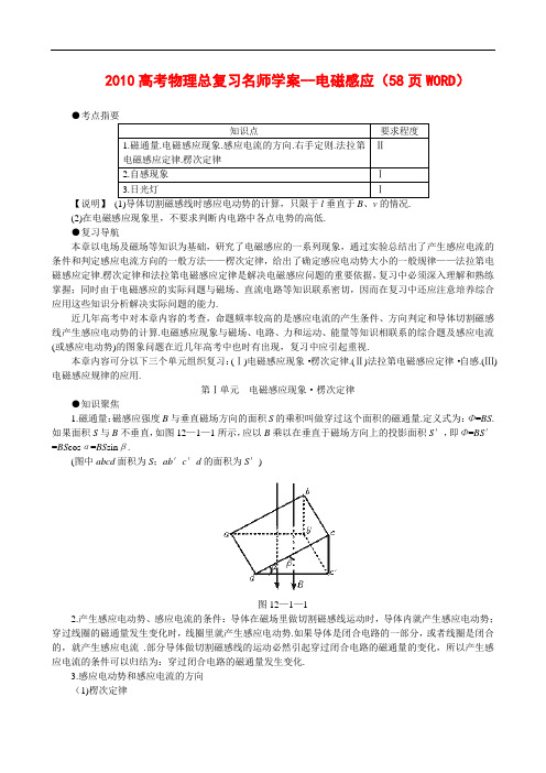 高考物理总复习名师学案电磁感应(58页word) 147368