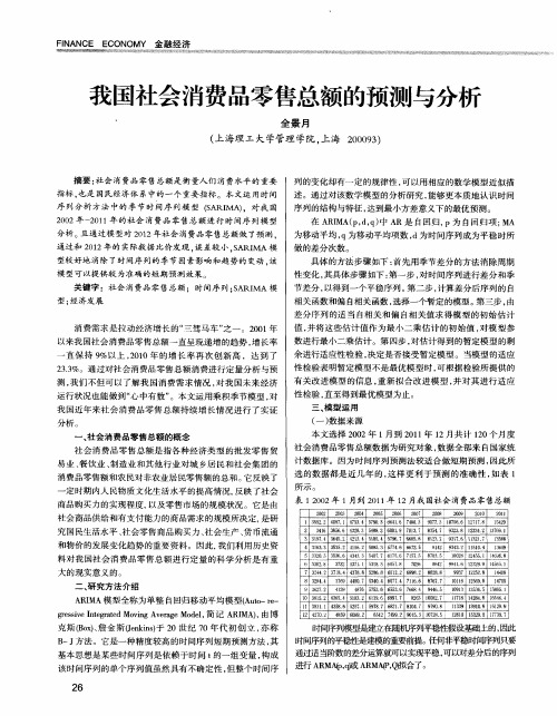 我国社会消费品零售总额的预测与分析