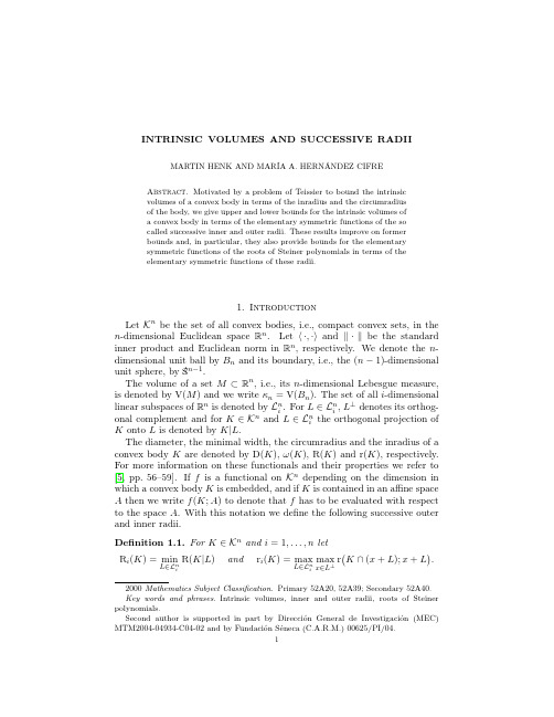 INTRINSIC VOLUMES AND SUCCESSIVE RADII