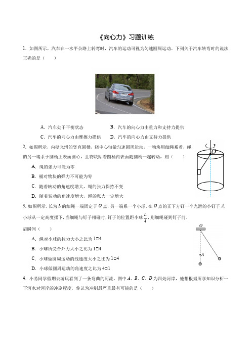 6-2向心力-习题训练-高一下学期物理人教版(2019)必修第二册