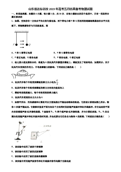 山东省达标名校2019年高考五月仿真备考物理试题含解析