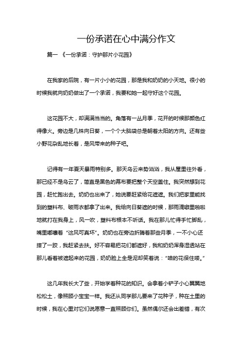 一份承诺在心中满分作文