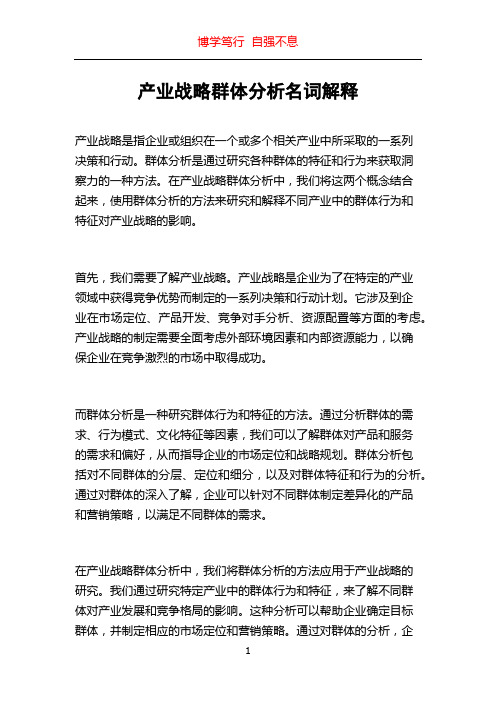 产业战略群体分析名词解释