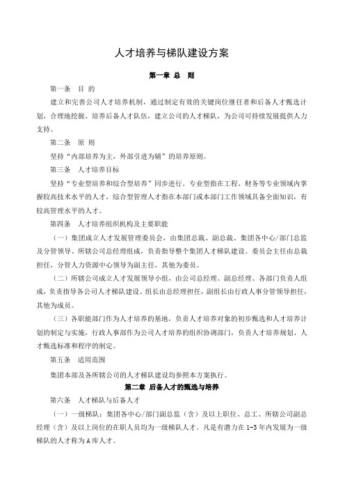 人才培养与梯队建设方案