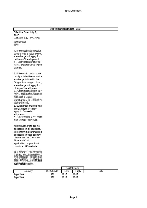 UPS 偏远查询表