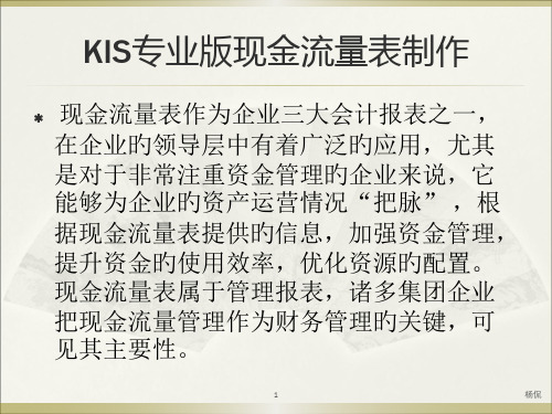 金蝶KIS专业版制作现金流量表方法