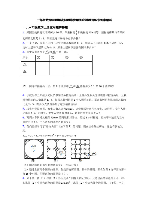 一年级数学试题解决问题培优解答应用题训练带答案解析