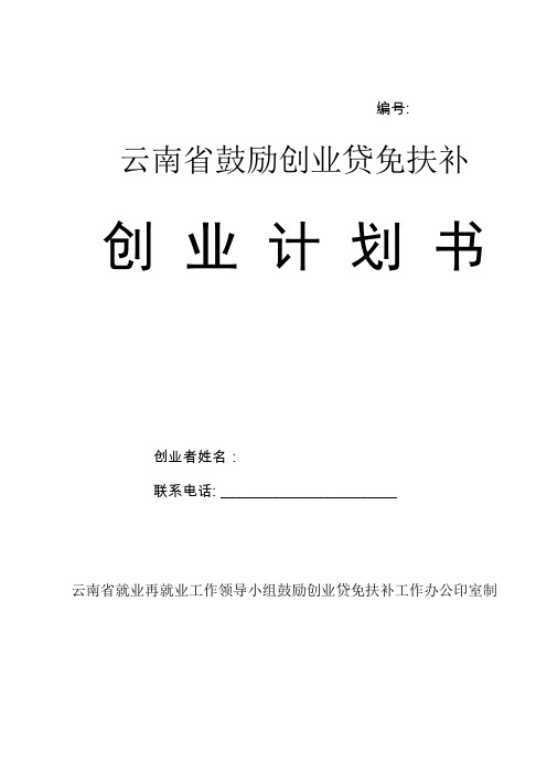 云南省鼓励创业贷免扶补创业计划书模板