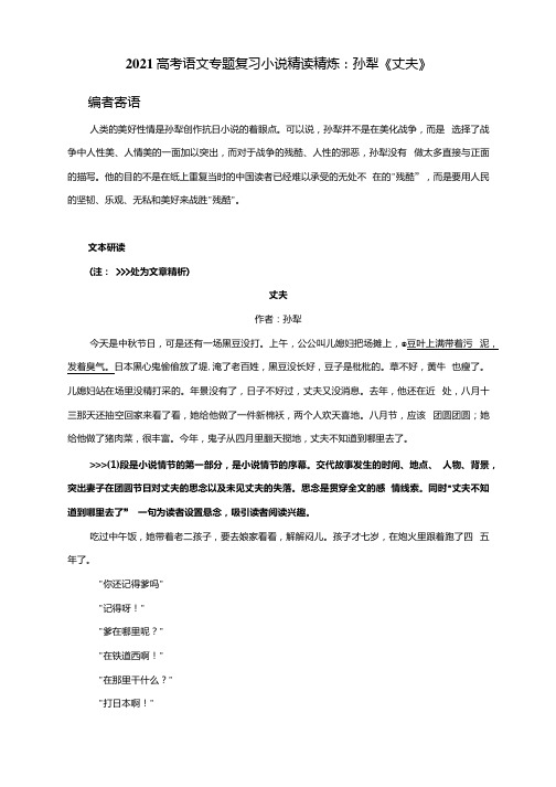 2021高考语文专题复习小说精读精练：孙犁《丈夫》.docx