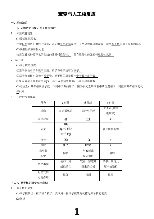 衰变与人工核反应(含答案)