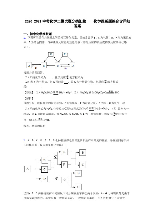 2020-2021中考化学二模试题分类汇编——化学推断题综合含详细答案