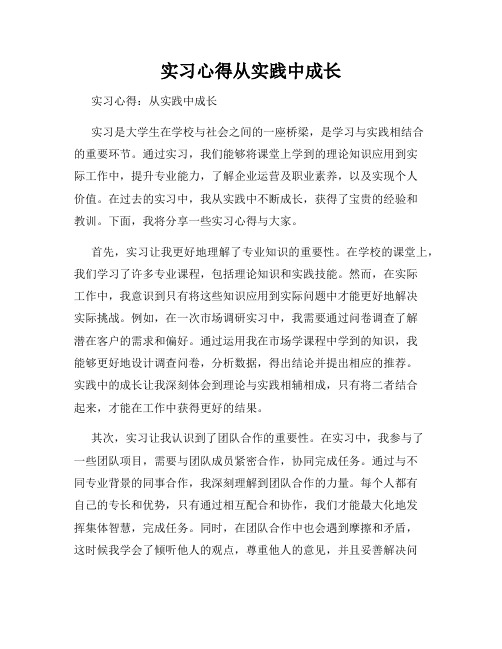 实习心得从实践中成长