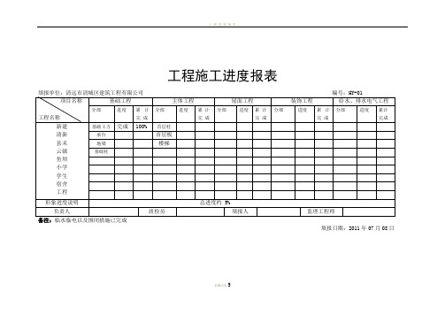 工程施工进度报表