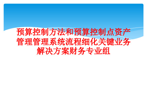 预算控制方法和预算控制点资产管理管理系统流程细化关键业务解决方案财务专业组