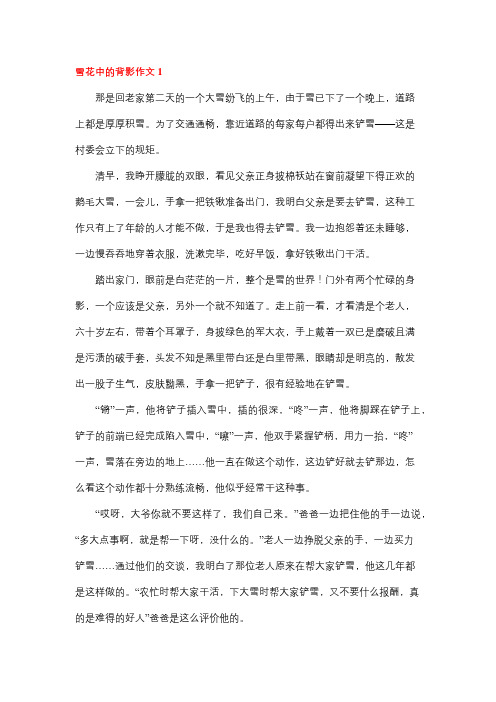 雪中父亲的背影作文600字