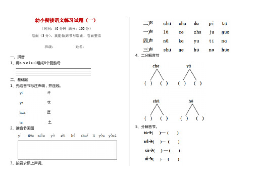 幼小衔接语文练习试题(一)