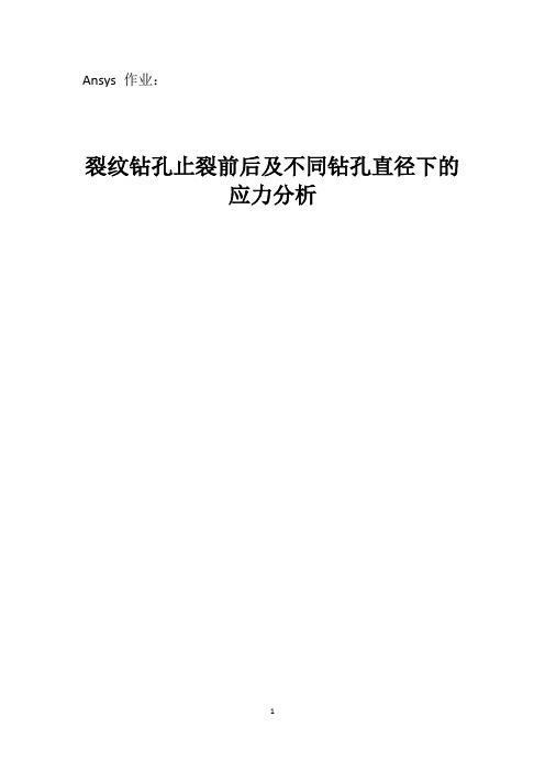 ANSYS静力学 裂纹钻孔止裂前后及不同钻孔直径下的应力分析