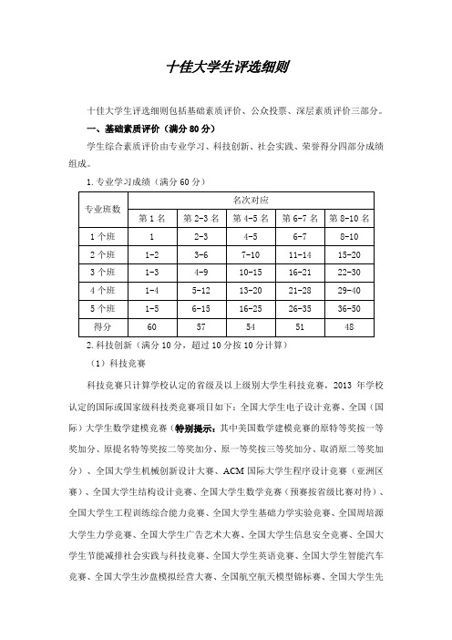 十佳大学生评选细则