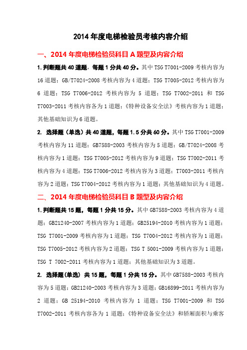 2014年电梯检验员考核试题分析