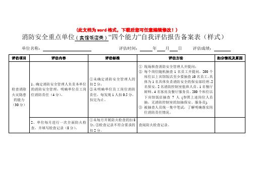 消防安全重点单位“四个能力”自我评估报告备案表