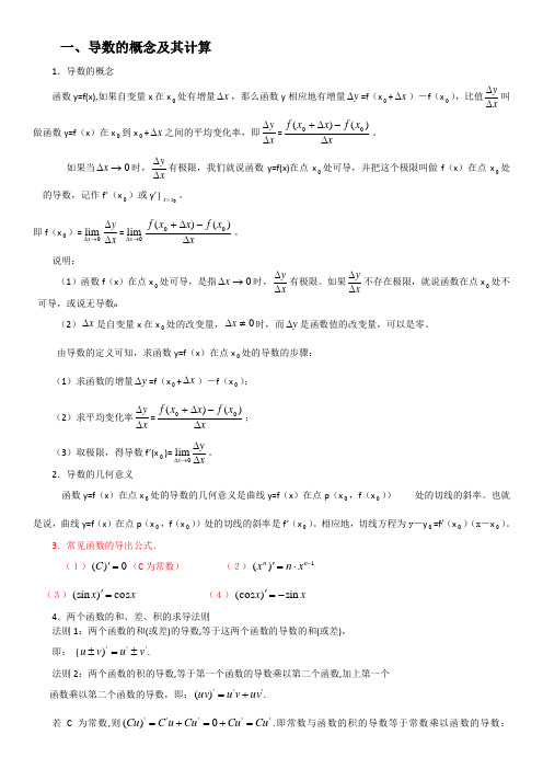 导数微分不定积分公式