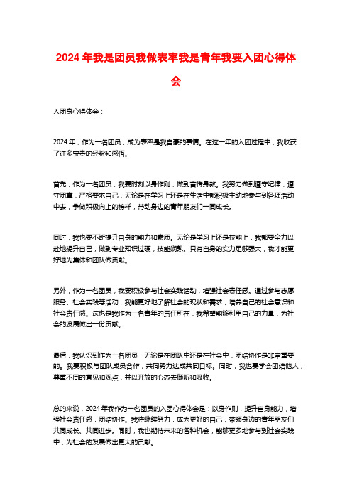 年我是团员我做表率我是青年我要入团心得体会