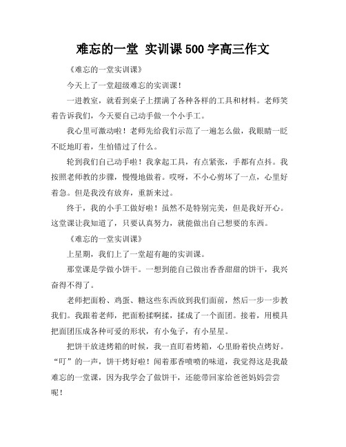 难忘的一堂 实训课500字高三作文