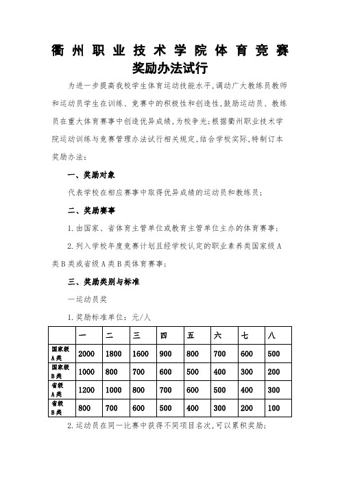 体育竞赛奖励办法