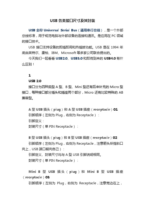 USB各类接口尺寸及其封装