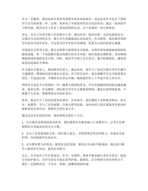 教师安全综治心得体会