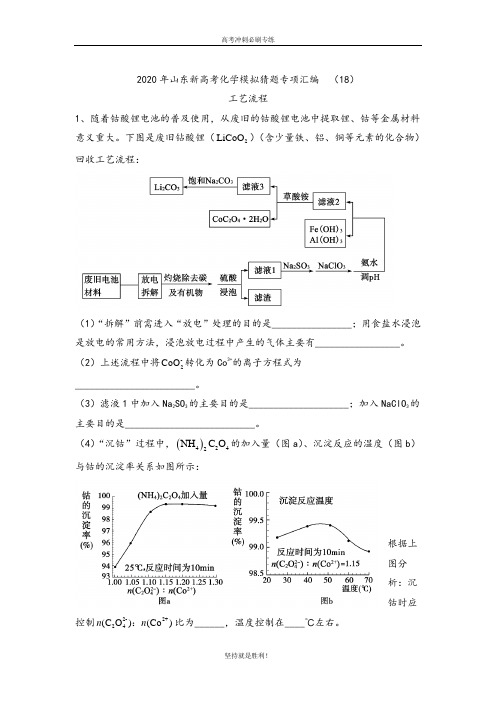 【高考冲刺】2020年山东新高考化学模拟猜题专项汇编 (18)工艺流程